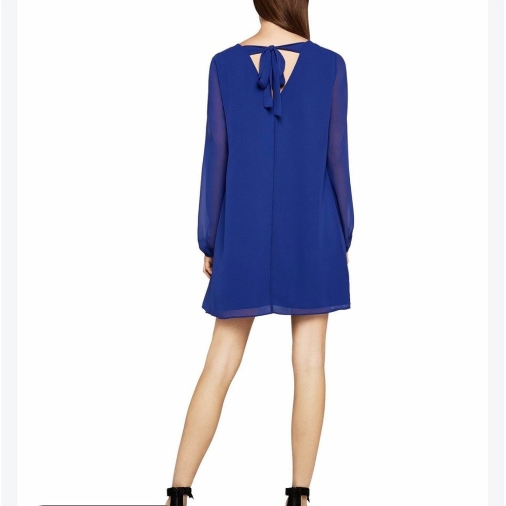 BCBGeneration Royal Blue V-Neck Tie Back Long Sleeve Shift Dress Size small